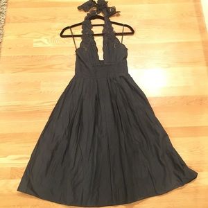 Black Catherine Malandrino Eyelet halter dress